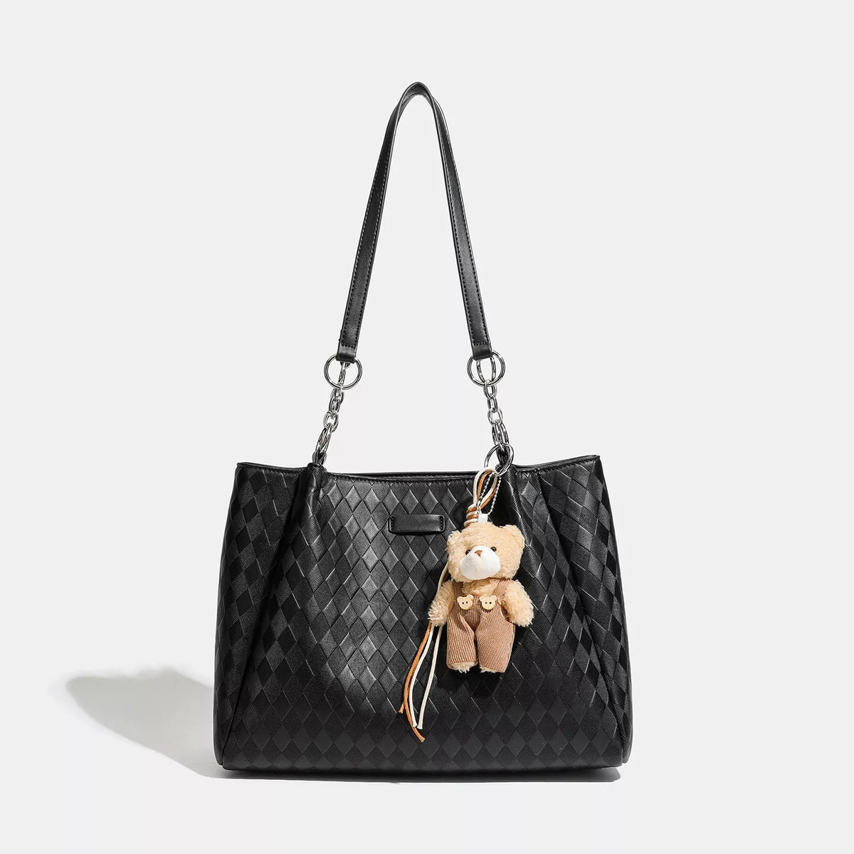 Sac Tote en Cuir avec Breloque Ours