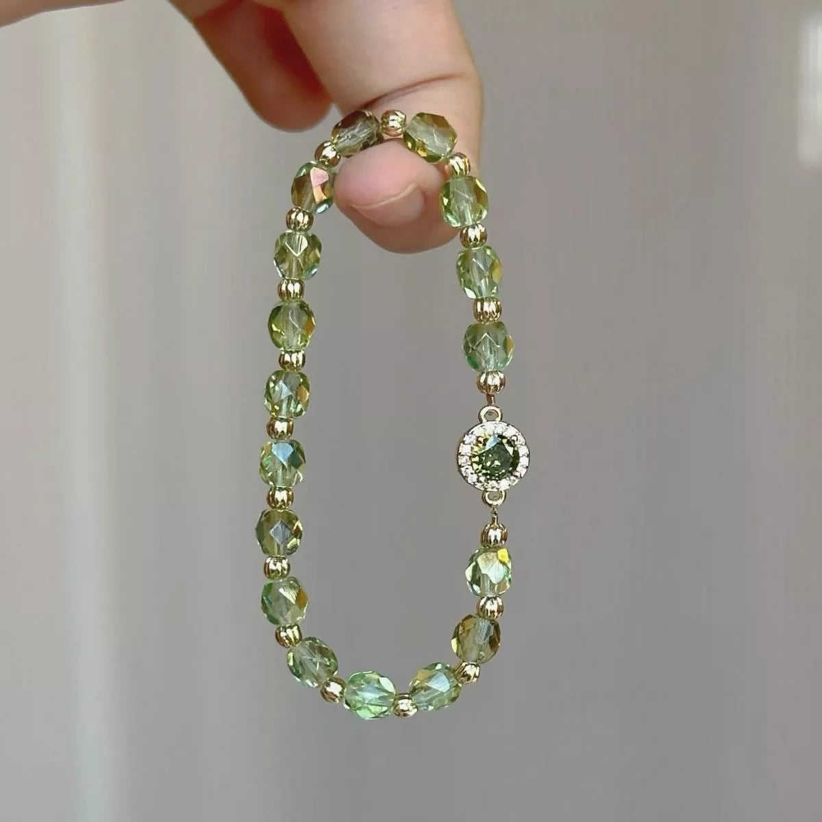 Bracelet Perles Zircon Plaqué Or 18K