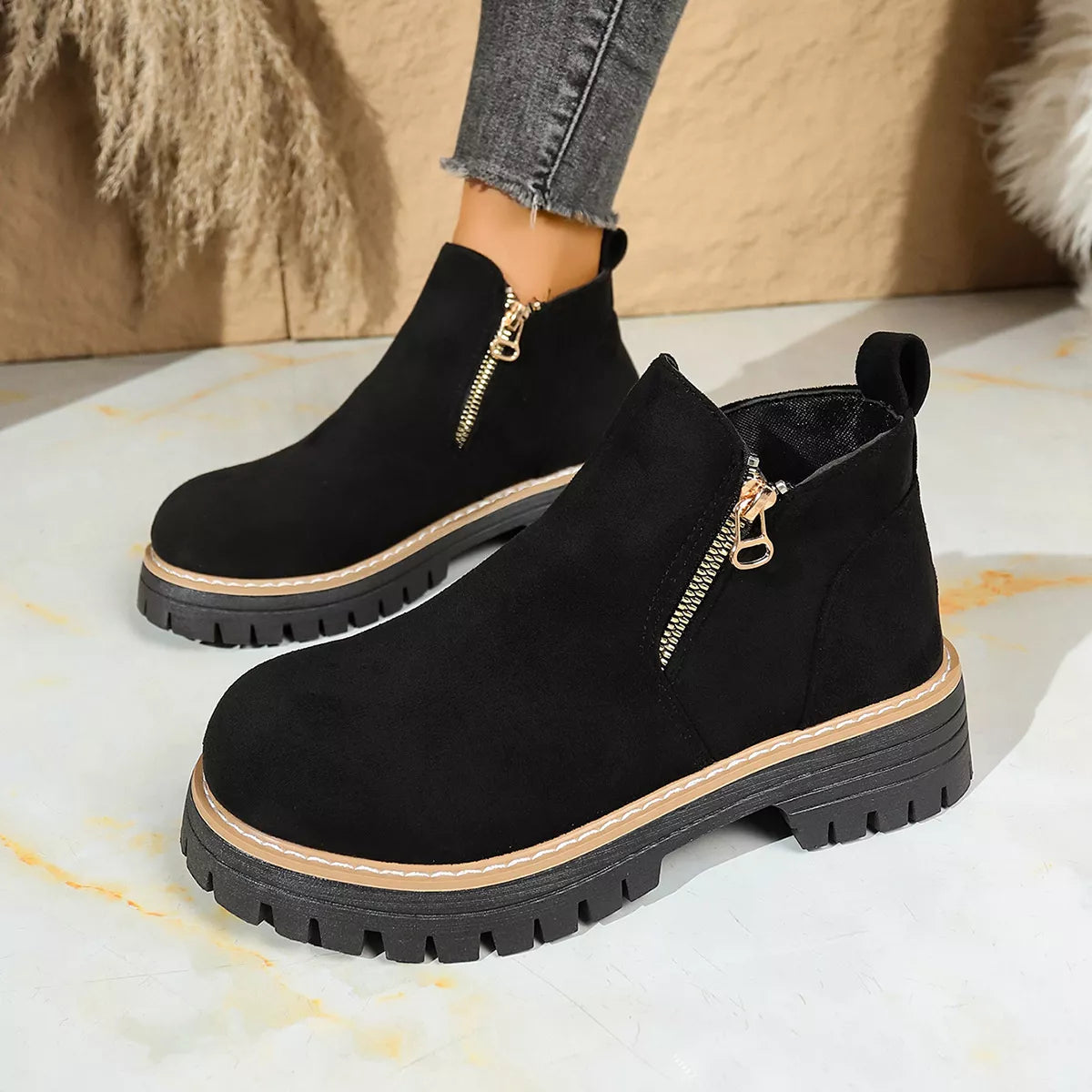 Bottes Plateforme Bout Rond