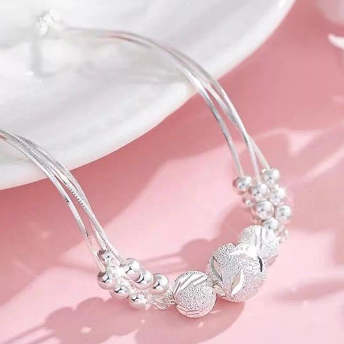 Bracelet Chaîne de Perles Argent Sterling 925