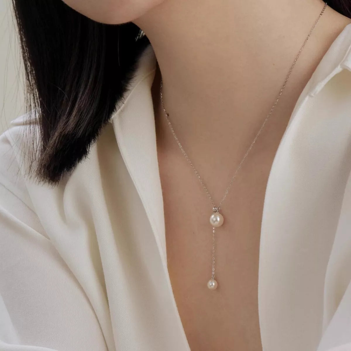 Collier Pendentif Perlé Forme Y