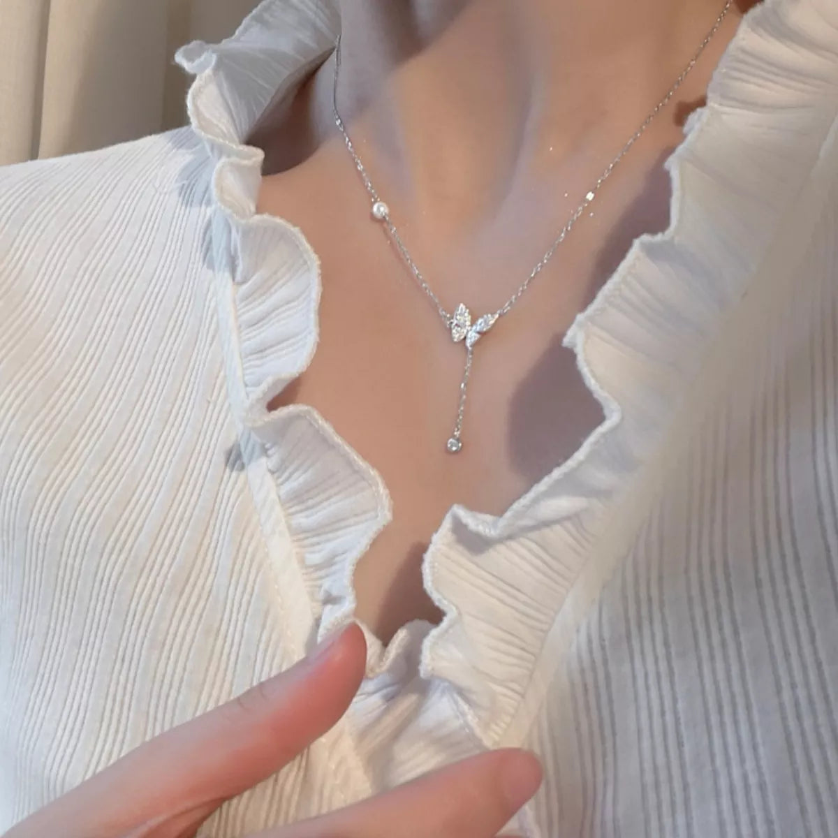 Collier Papillon Zircon Argent Sterling 925