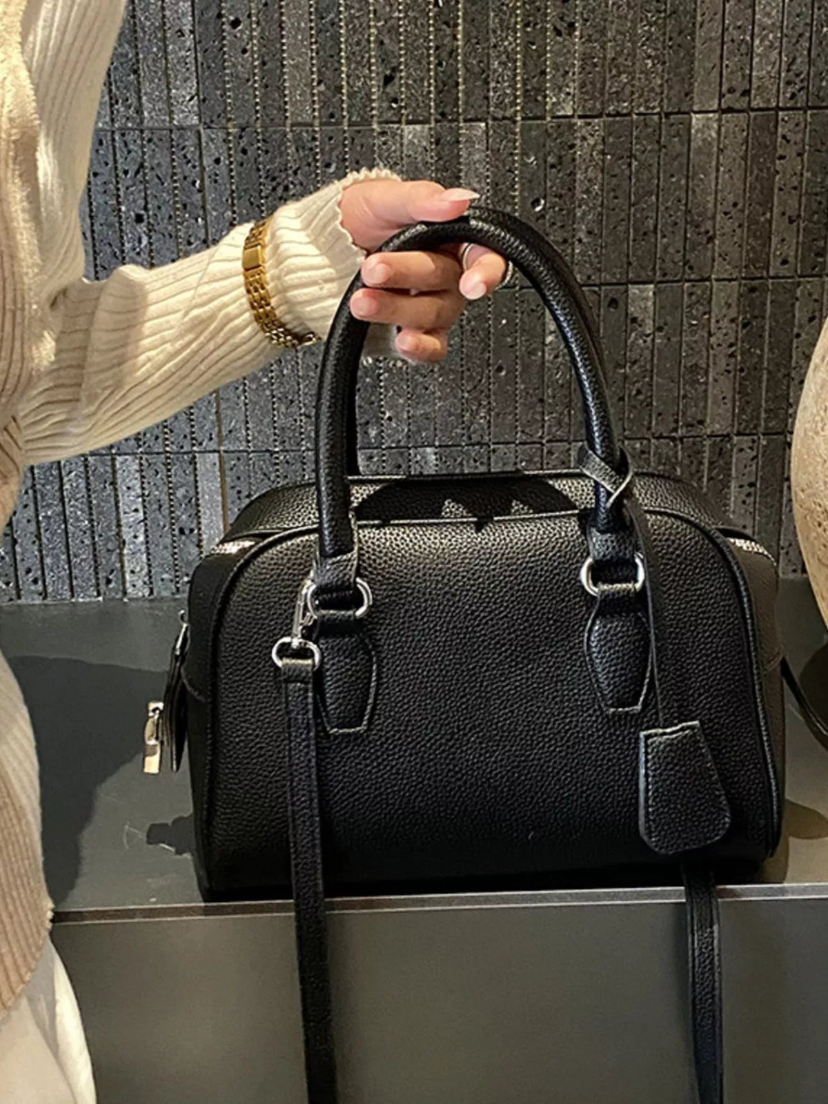 Sac Bandoulière en Cuir PU – Forme Bowling