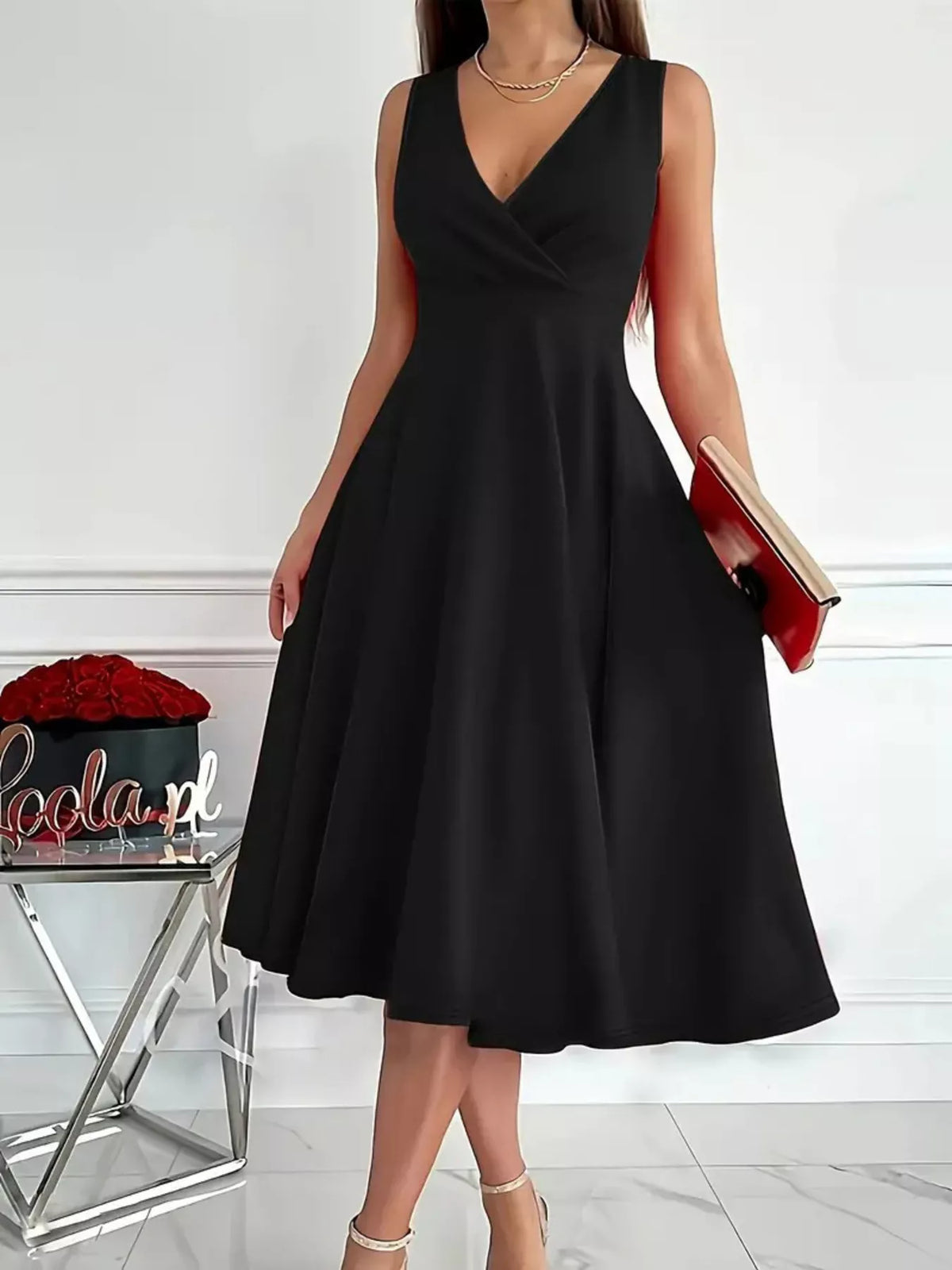 Robe Midi Évasée Sans Manches