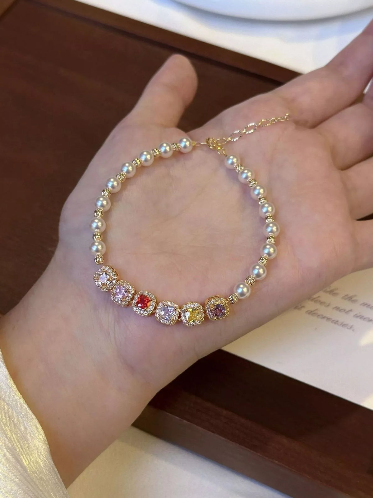Bracelet Ajustable Perle et Zircon