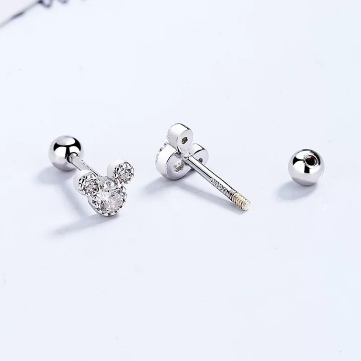 Boucles d'Oreilles Puces Souris Argent Sterling 925