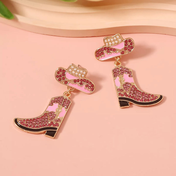 Boucles d'Oreilles Pendantes Bottes Strass