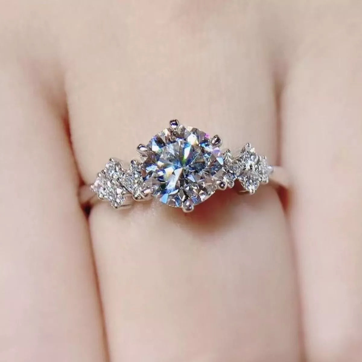 Bague Moissanite 2 Carats Argent Sterling 925 Ajustable – Trilogie