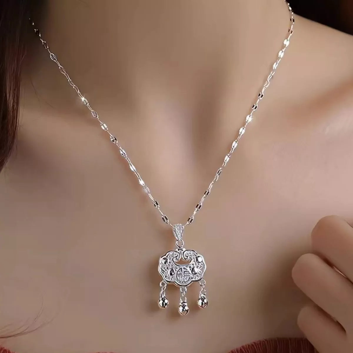 Collier Pendentif Cadenas Argent Sterling 925