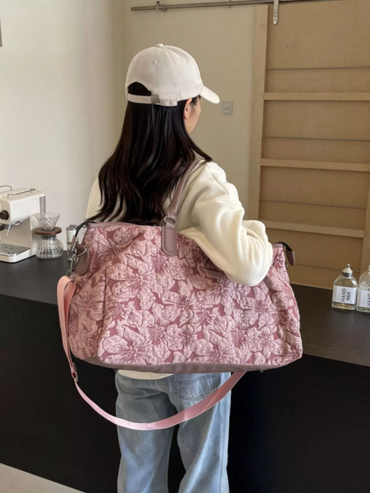 Sac de voyage matelassé fleuri