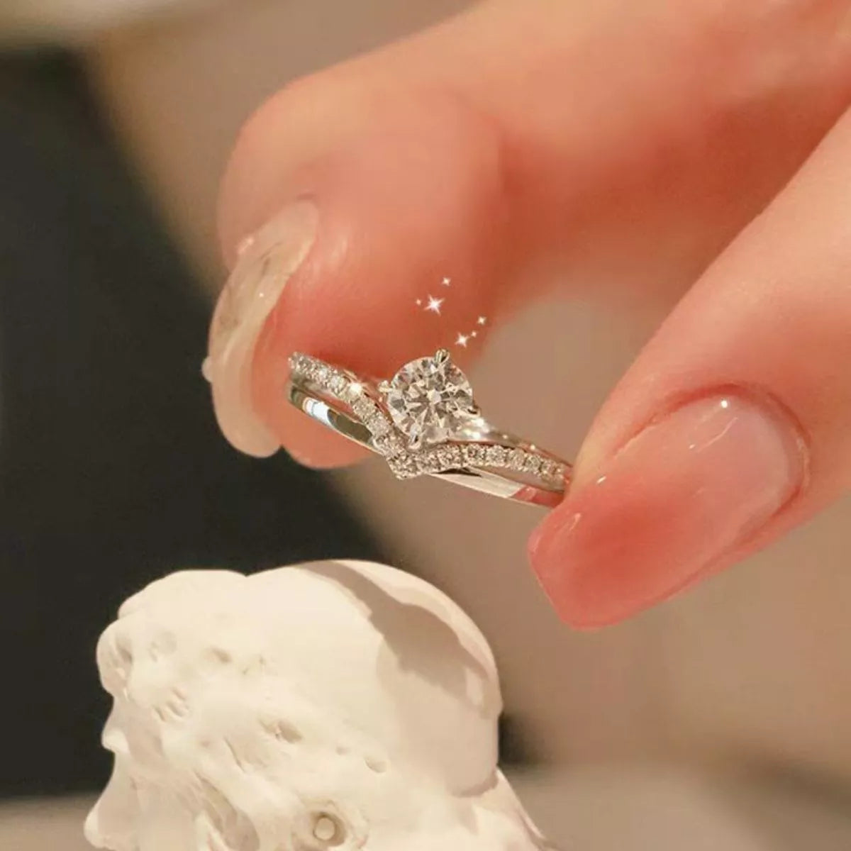 Bague Moissanite 1 Carat Argent Sterling 925 Ajustable – Couronne