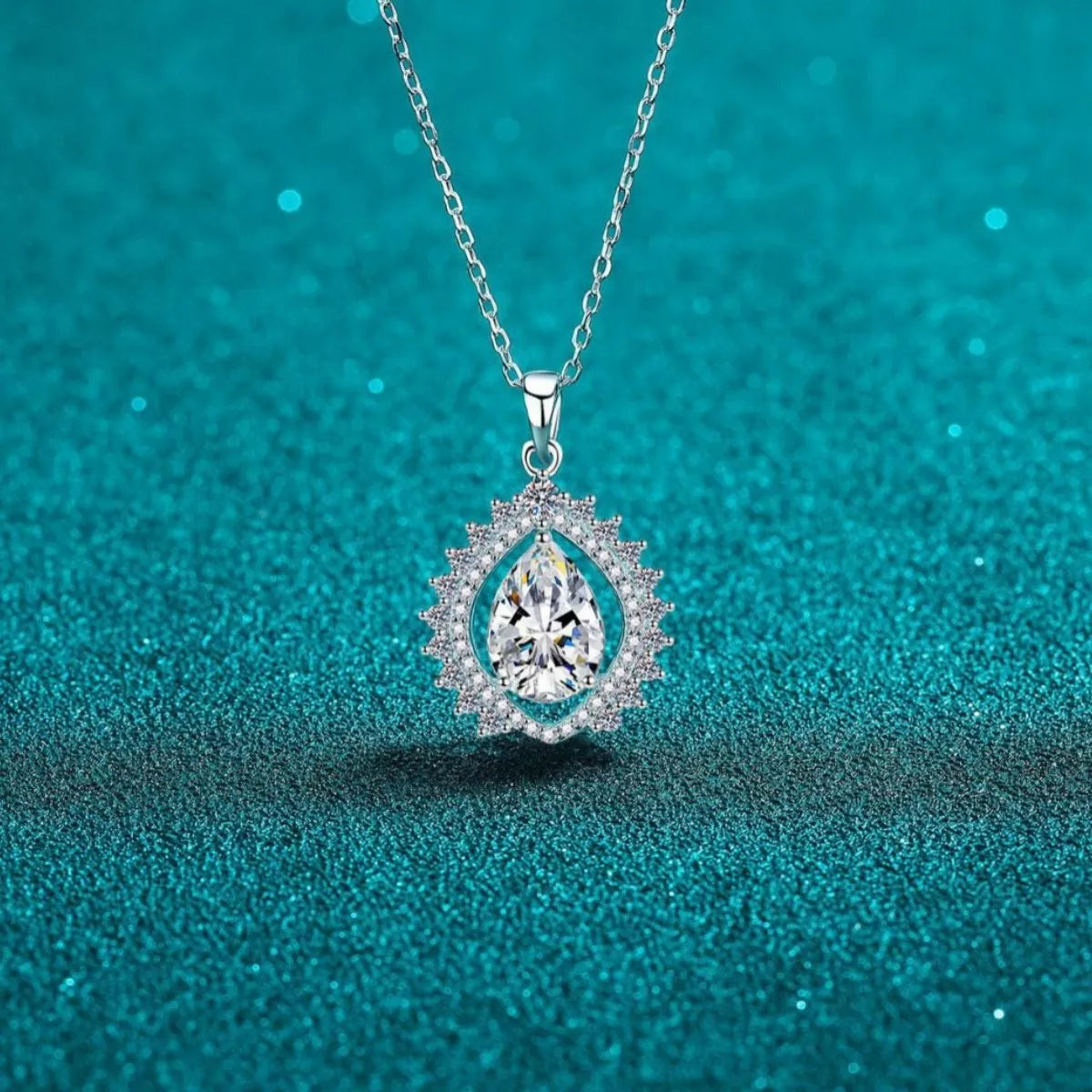Collier Pendentif Larme Moissanite 3 Carats Argent Sterling 925
