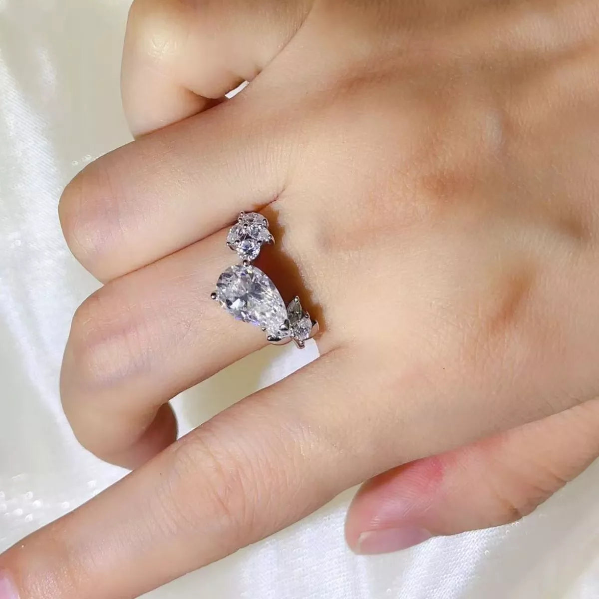 Bague Moissanite 3 Carats Argent Sterling 925 – Poire