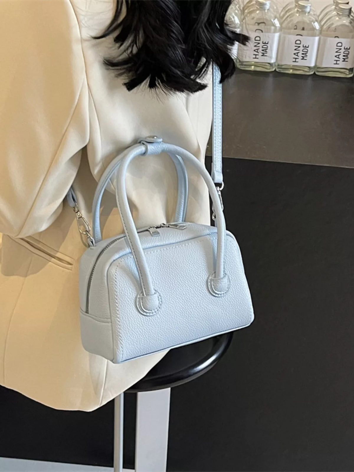 Sac Bandoulière en Cuir PU – Mini Bowling Pastel