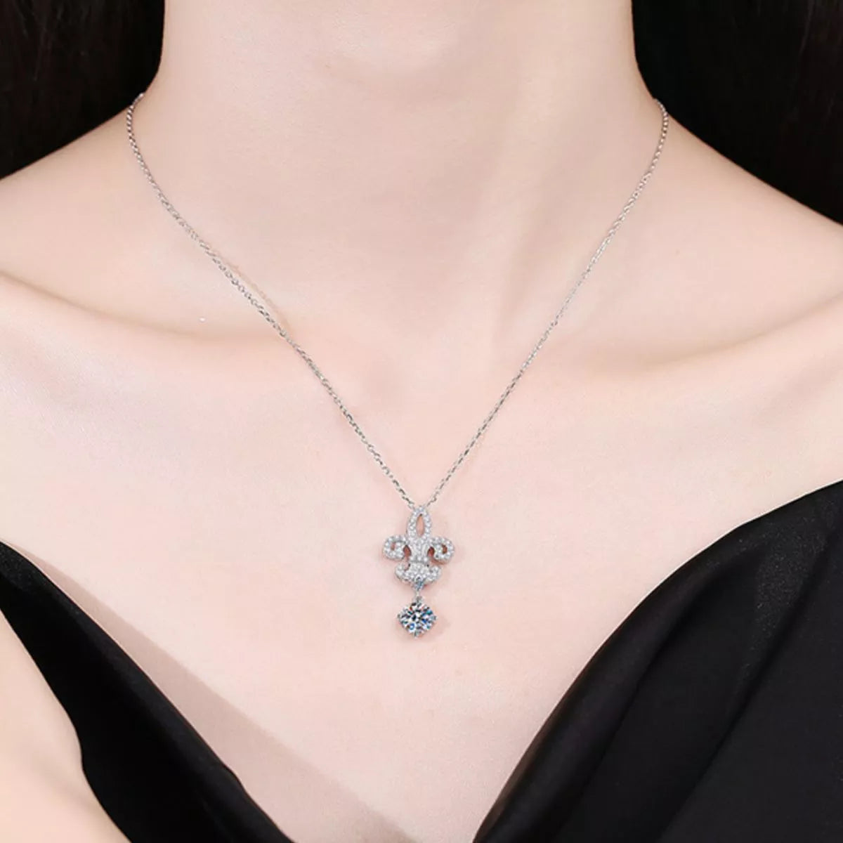 Collier Pendentif Iris Moissanite 1 Carat Argent Sterling 925