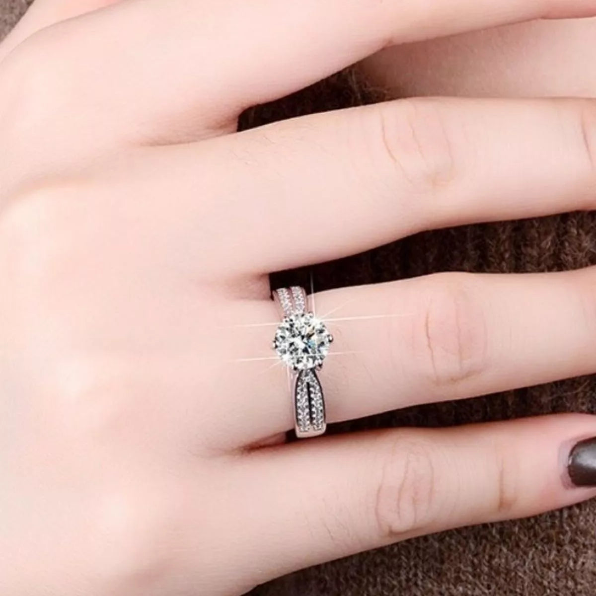 Bague Géométrique Moissanite 3 Carats Argent Sterling 925 Ajustable