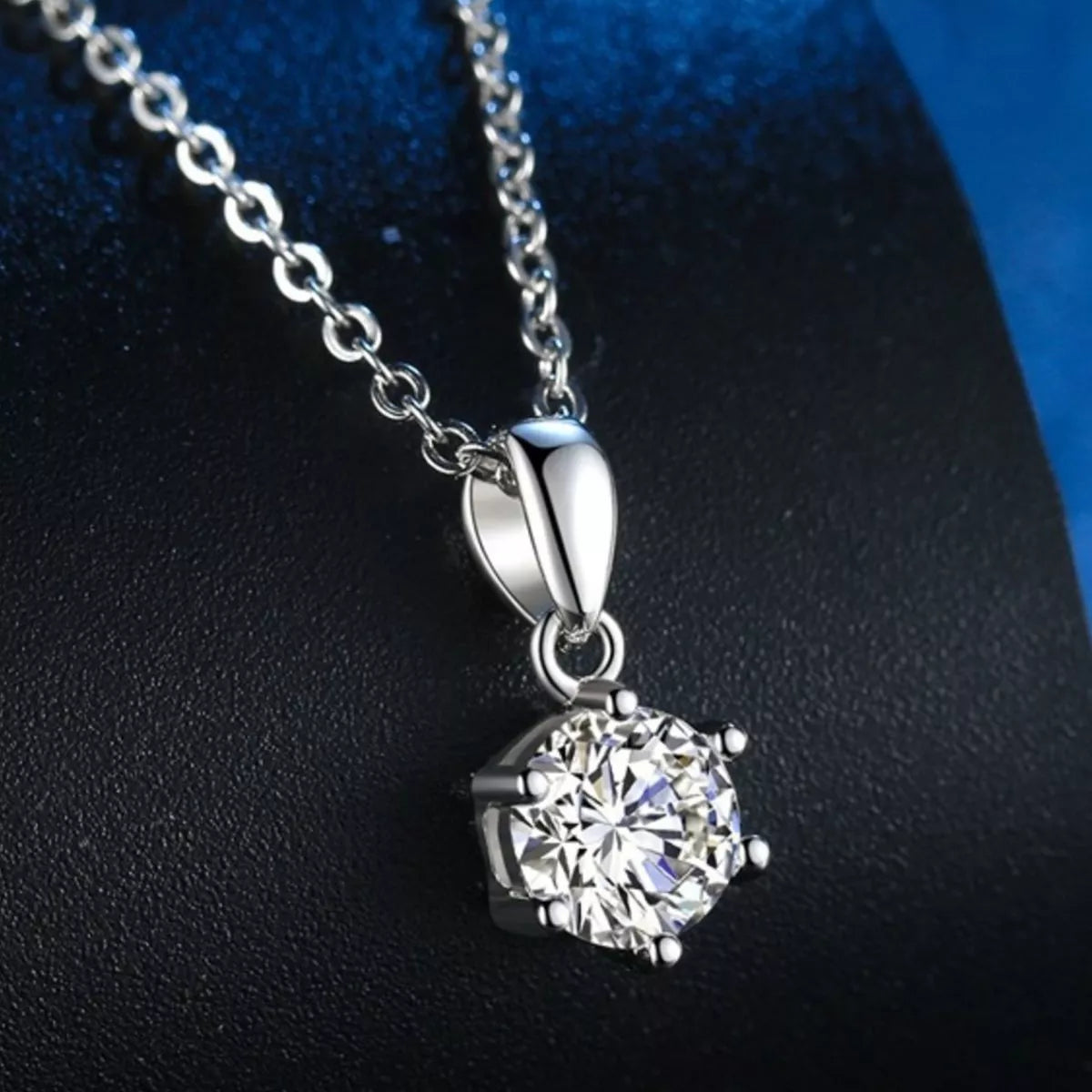 Collier Pendentif Moissanite 5 Carats Argent Sterling 925 – Solitaire Six Griffes