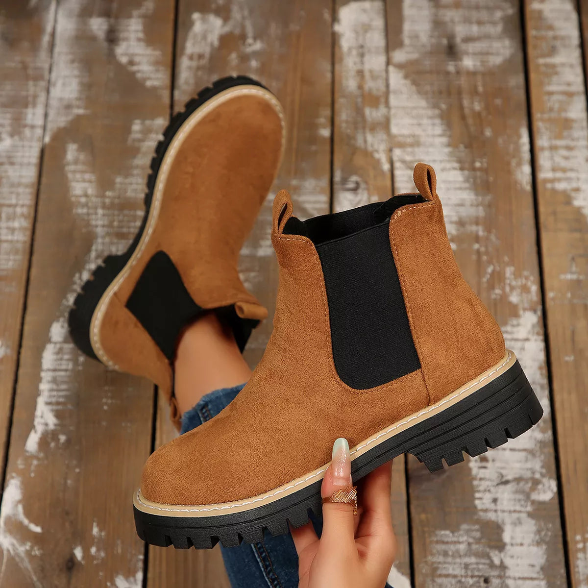 Bottines Bout Rond Talon Carré – Chelsea Semelle Crantée