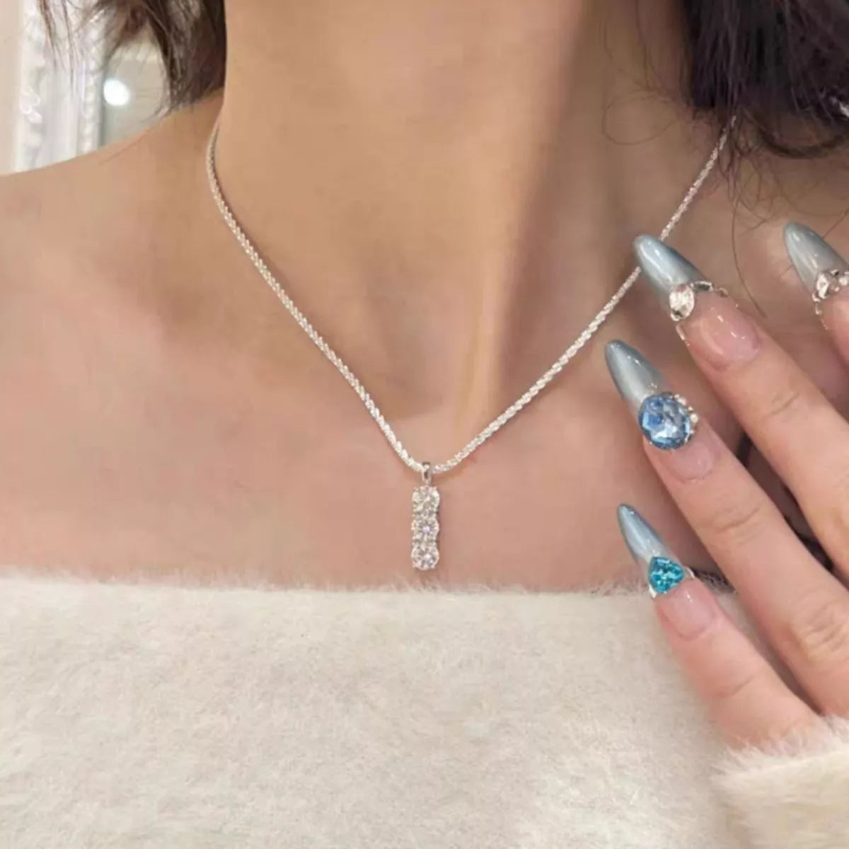 Collier Barrette Moissanite Argent Sterling 925