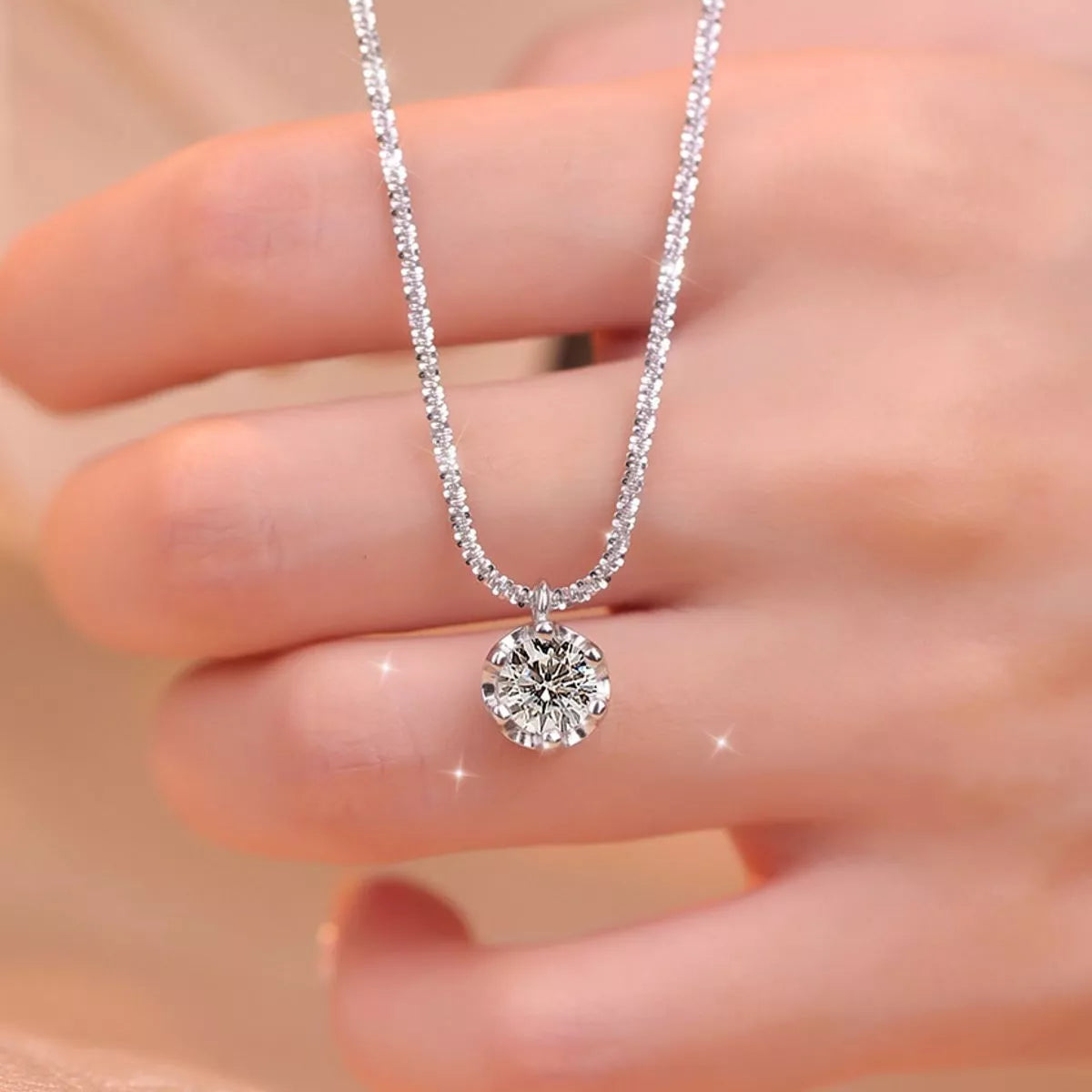 Collier Moissanite 1 Carat Argent Sterling 925 – Solitaire Chaîne Fine