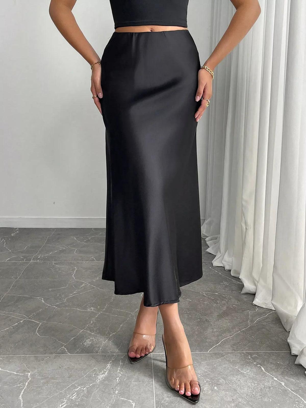 Jupe Midi en Satin