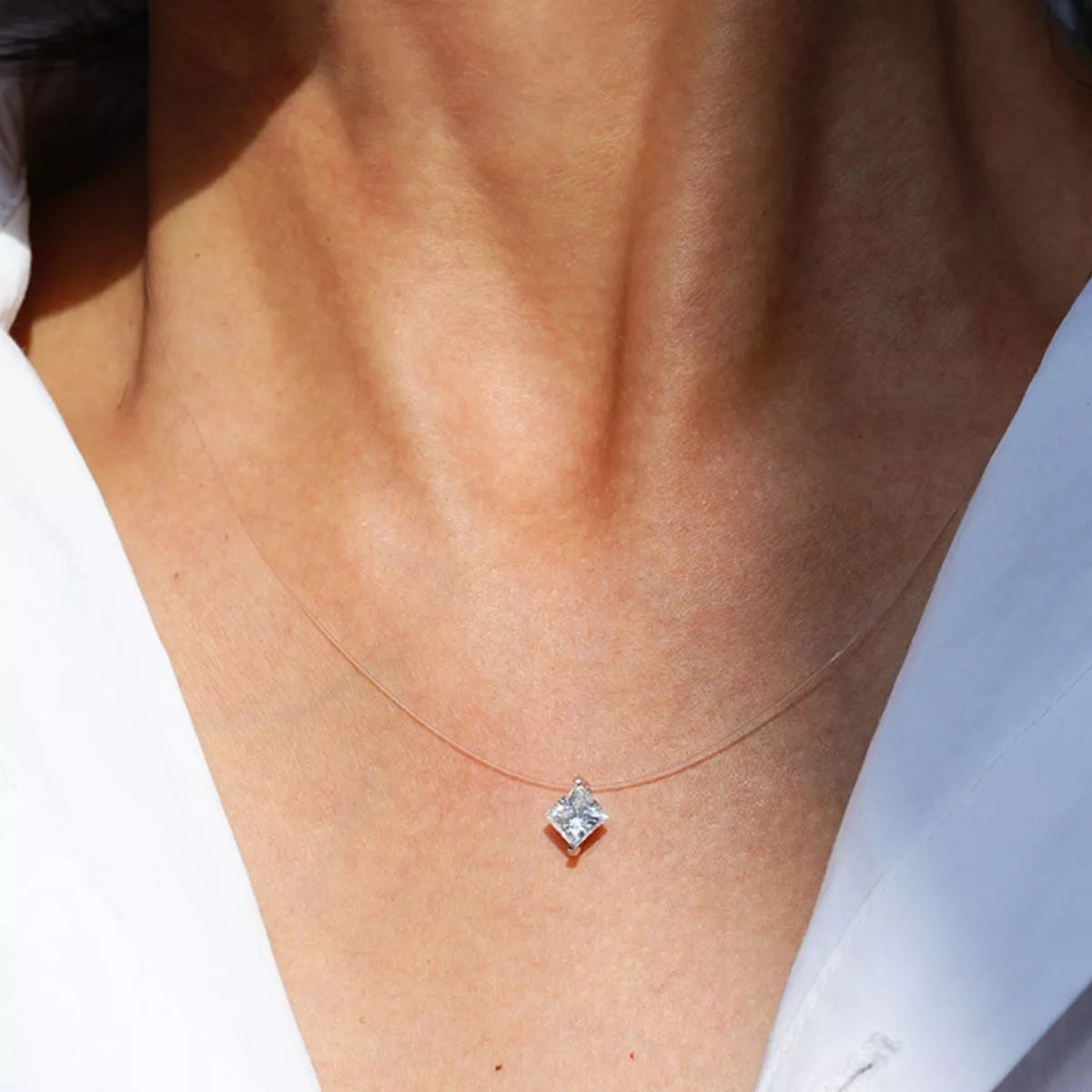 Collier Pendentif Moissanite 1 Carat Argent Sterling 925 – Losange