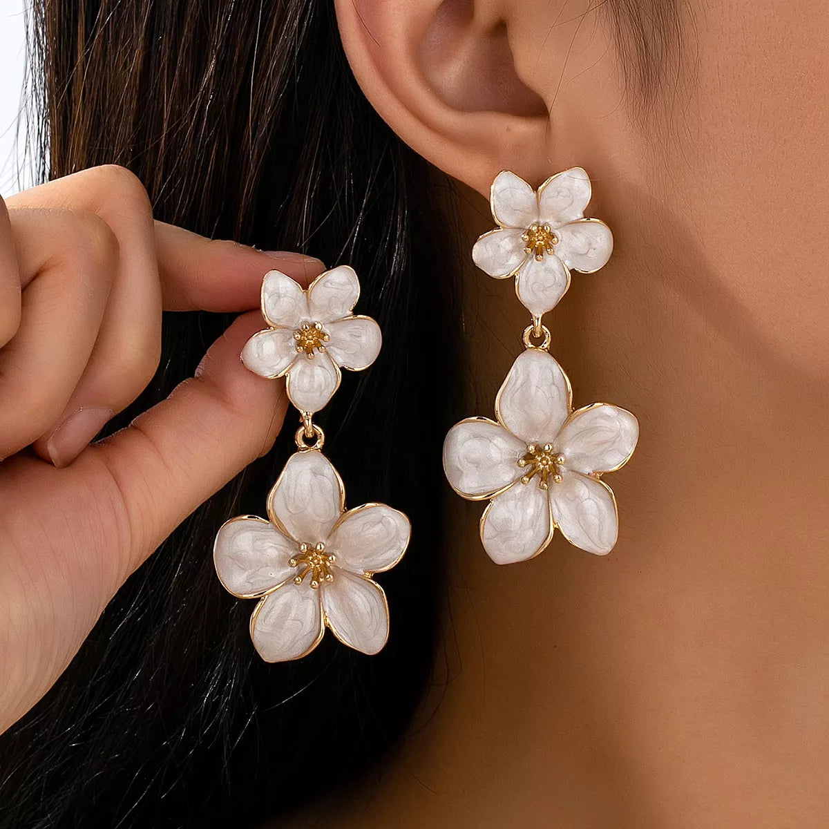 Boucles d'Oreilles Pendantes Fleur
