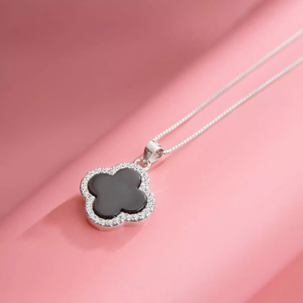 Collier Pendentif Trèfle en Agate Argent Sterling 925