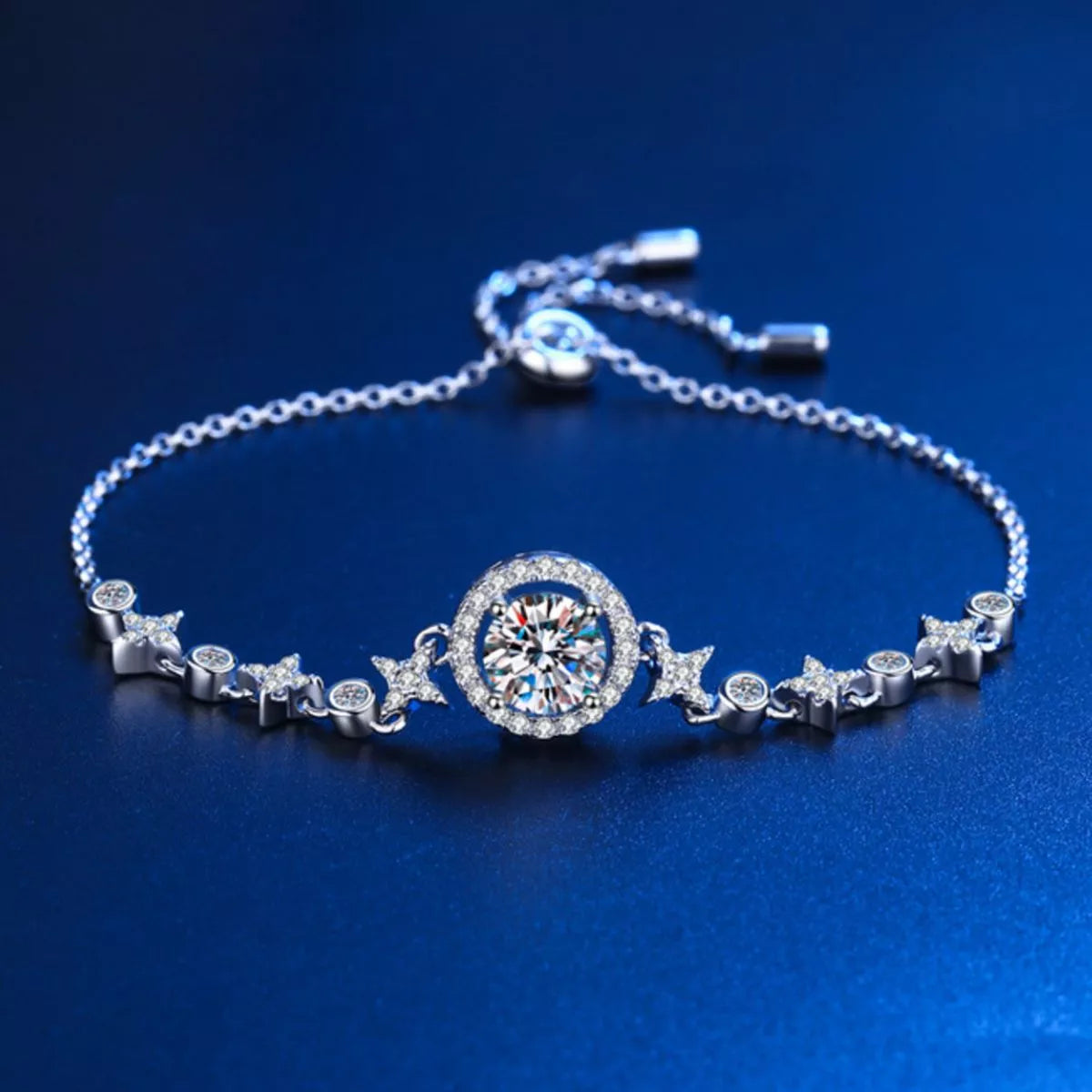 Bracelet Moissanite 1 Carat Argent Sterling 925 – Halo Étoiles