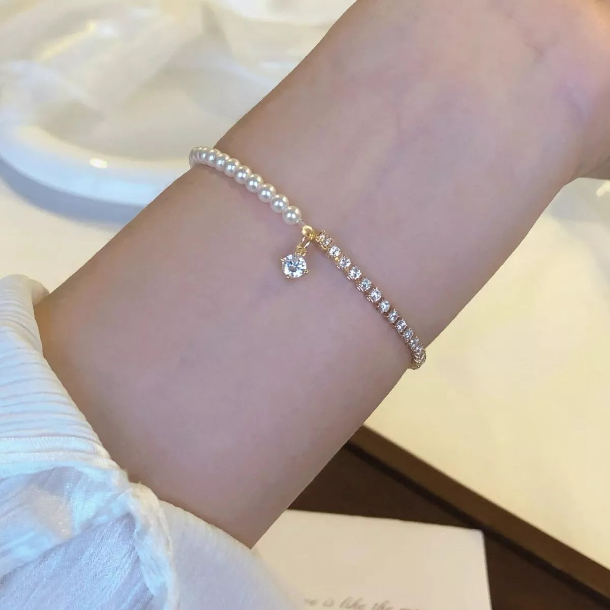Bracelet Accent Perle et Zircon