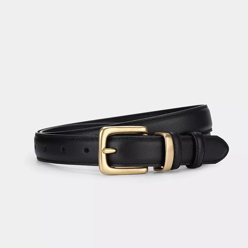 Ceinture Classique en Cuir à Boucle Dorée