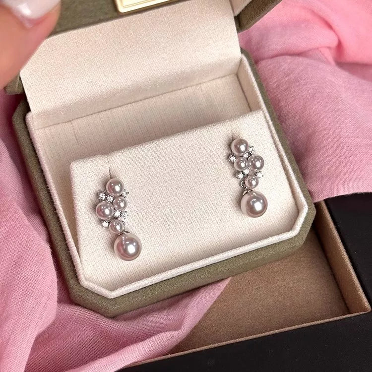 Boucles d'Oreilles Grappe de Perles