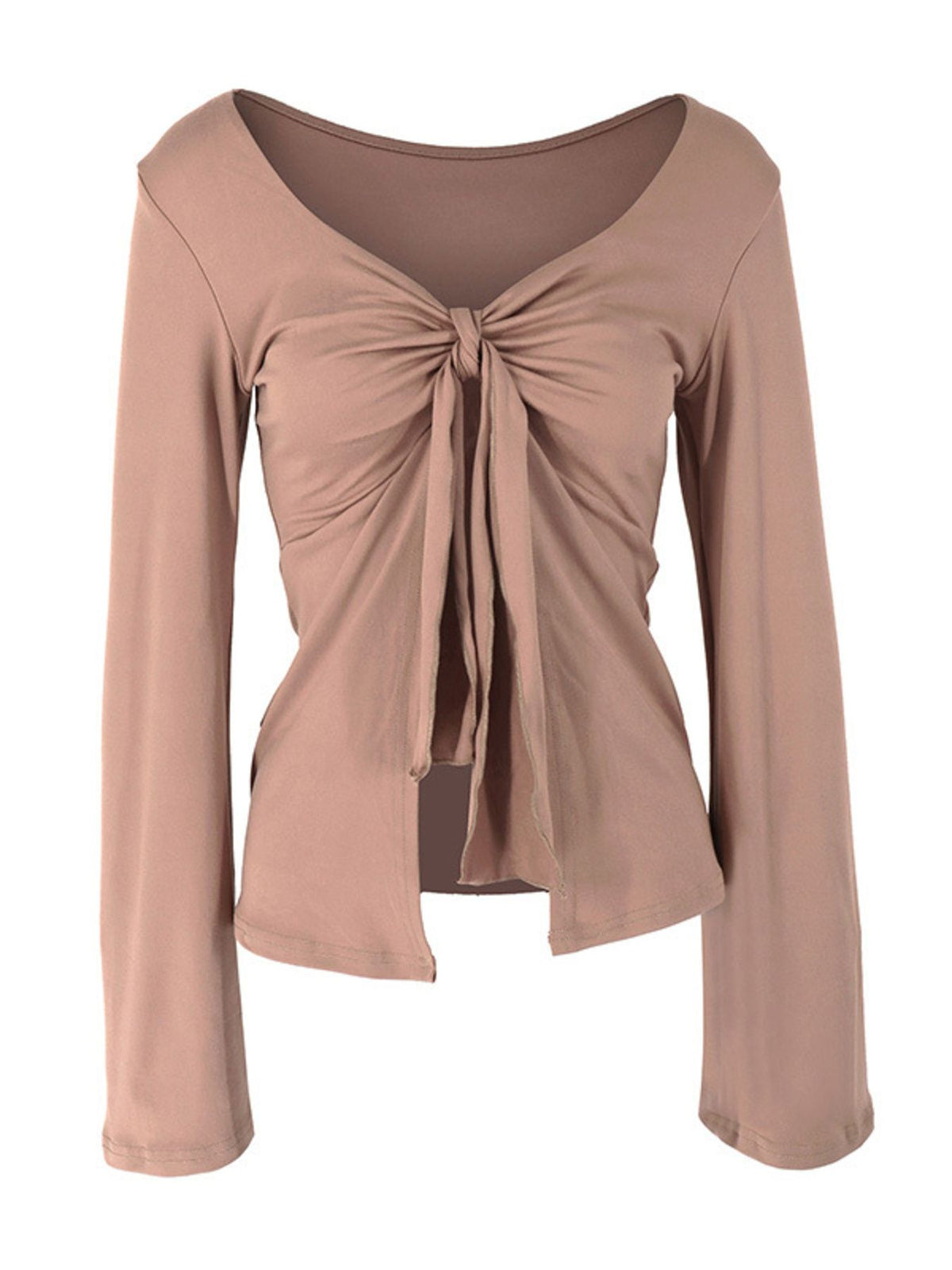 Long Sleeve T-Shirt with Front Knot