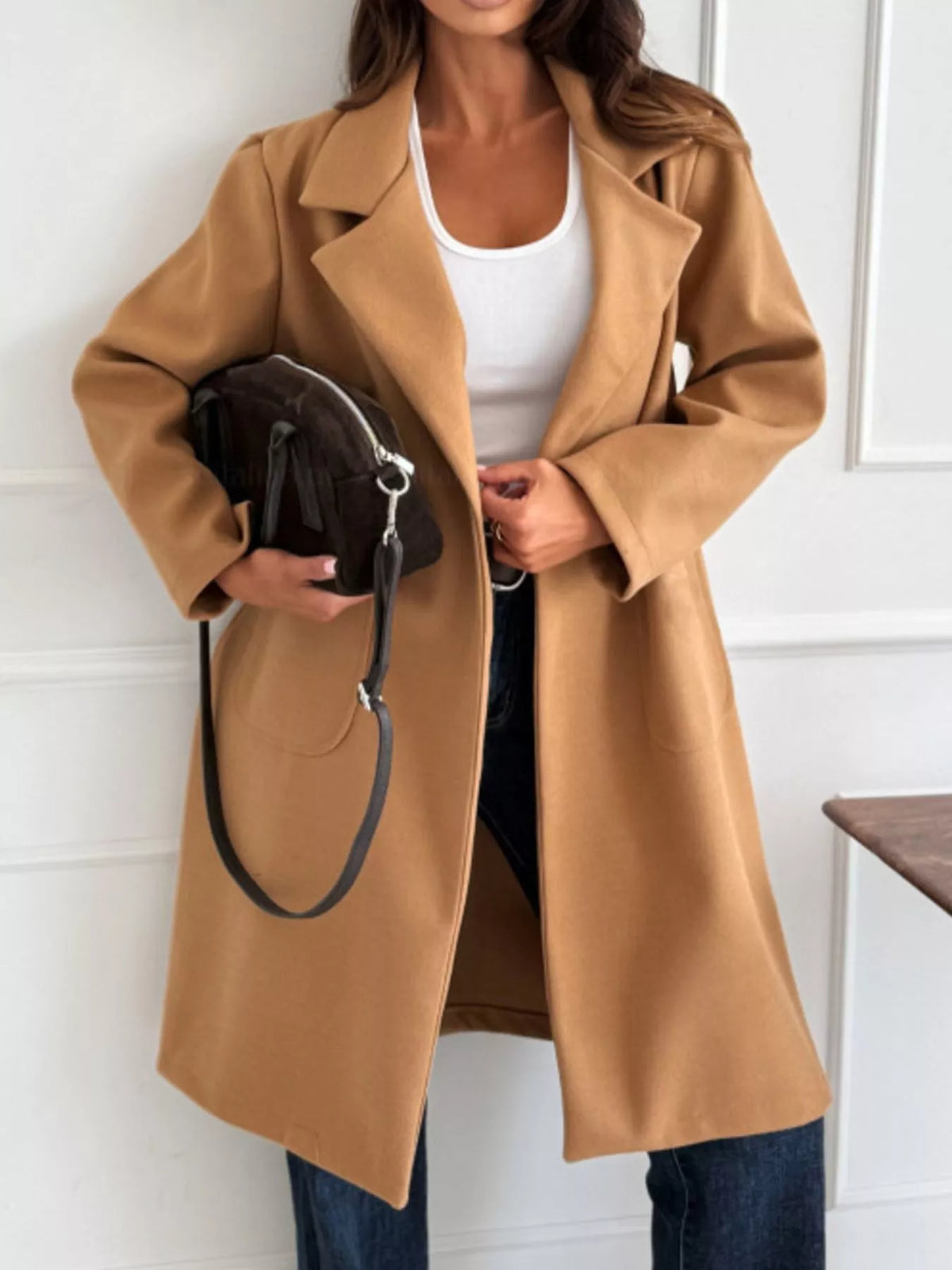 Trench-Coat Manches Longues Boutonnage Simple