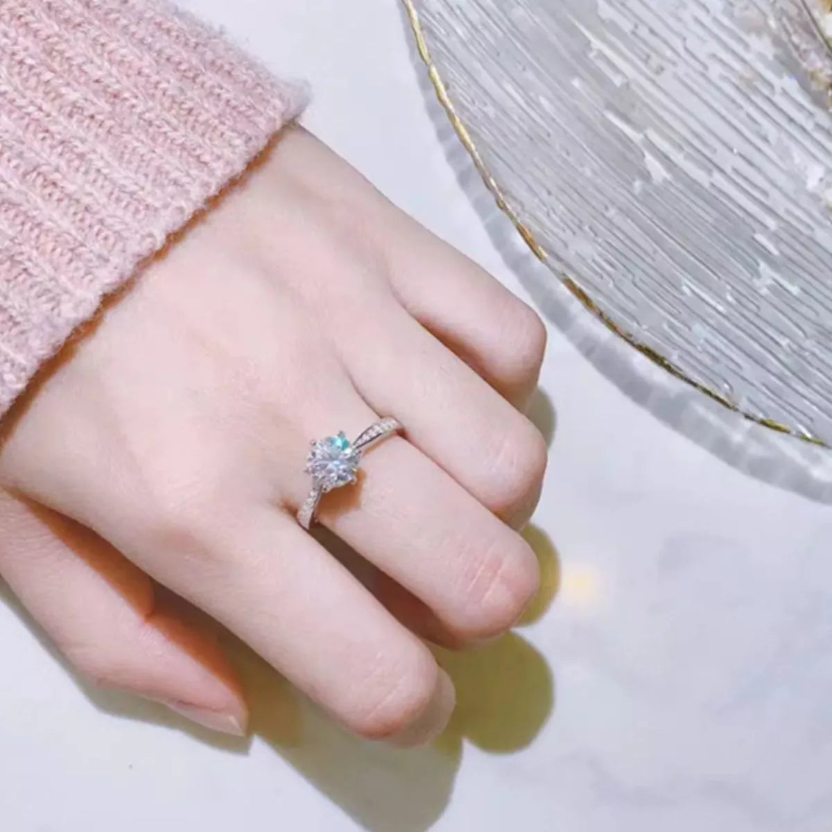 Bague Moissanite 3 Carats Argent Sterling 925 – Solitaire Délicat