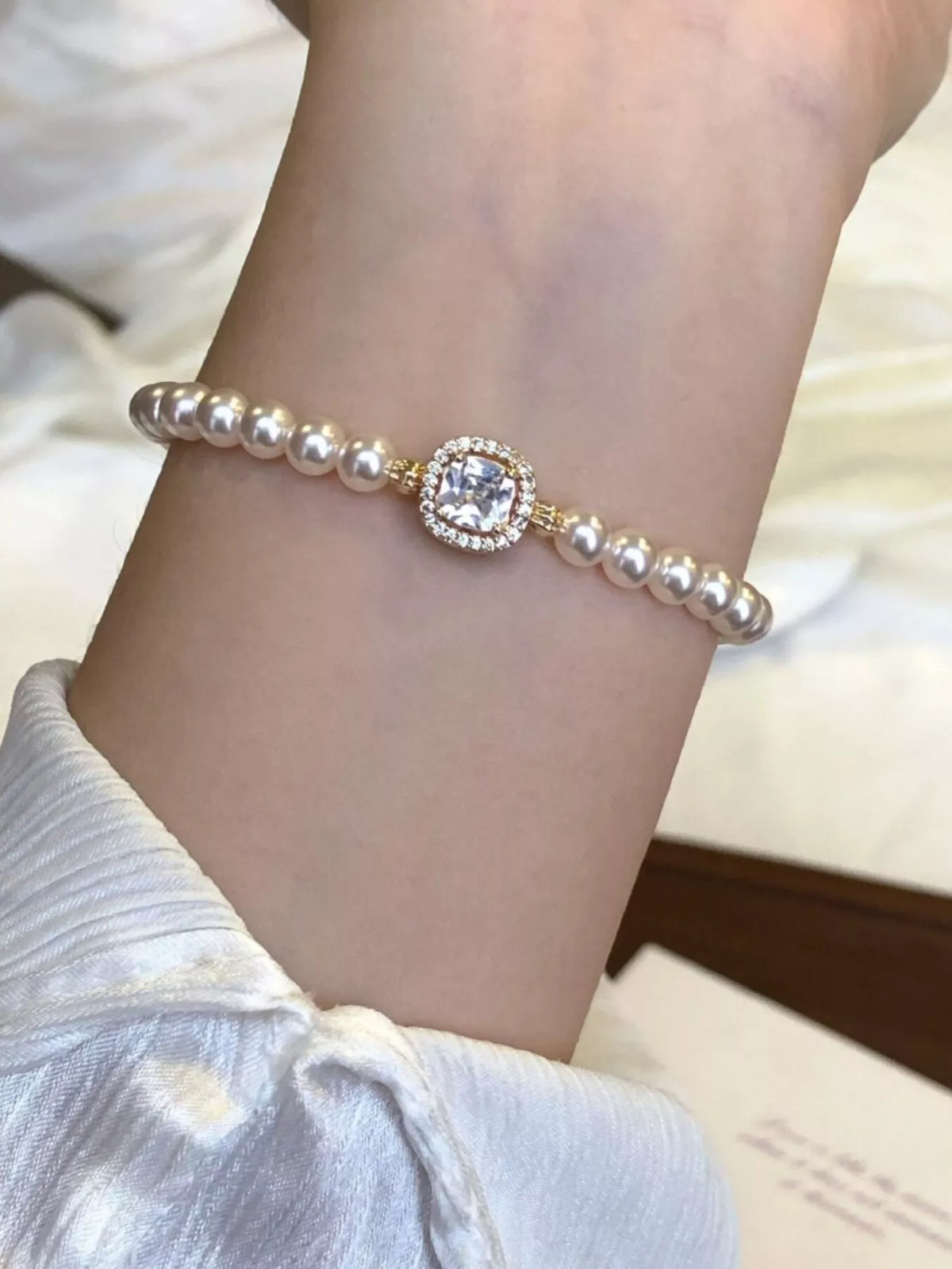 Bracelet Perlé Plaqué Or 18K – Zircon Central