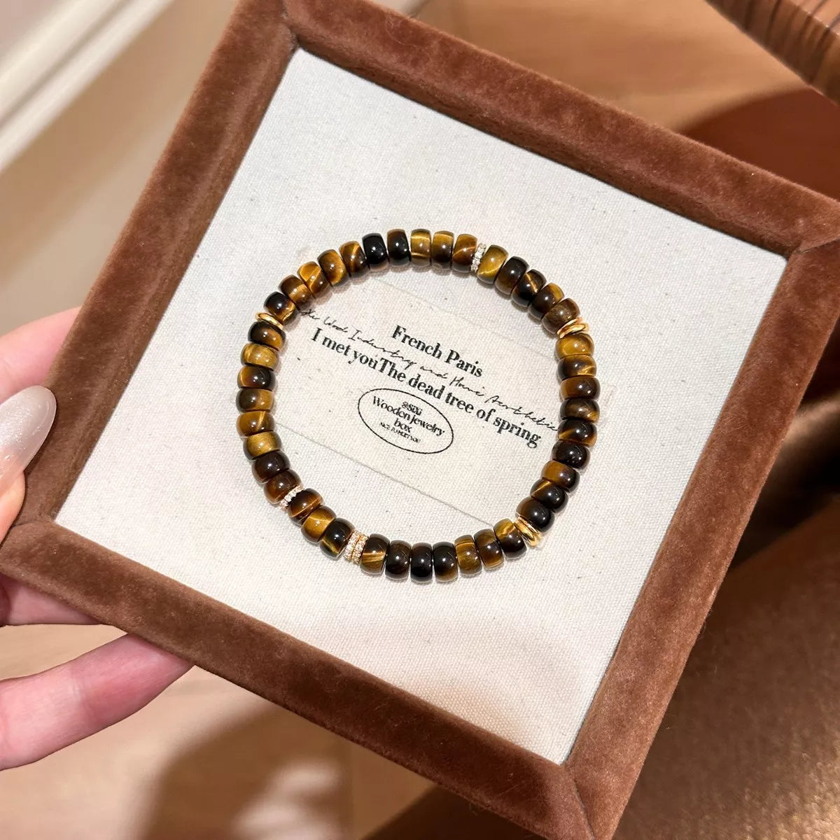 Bracelet Perlé Œil de Tigre – Perles Larges