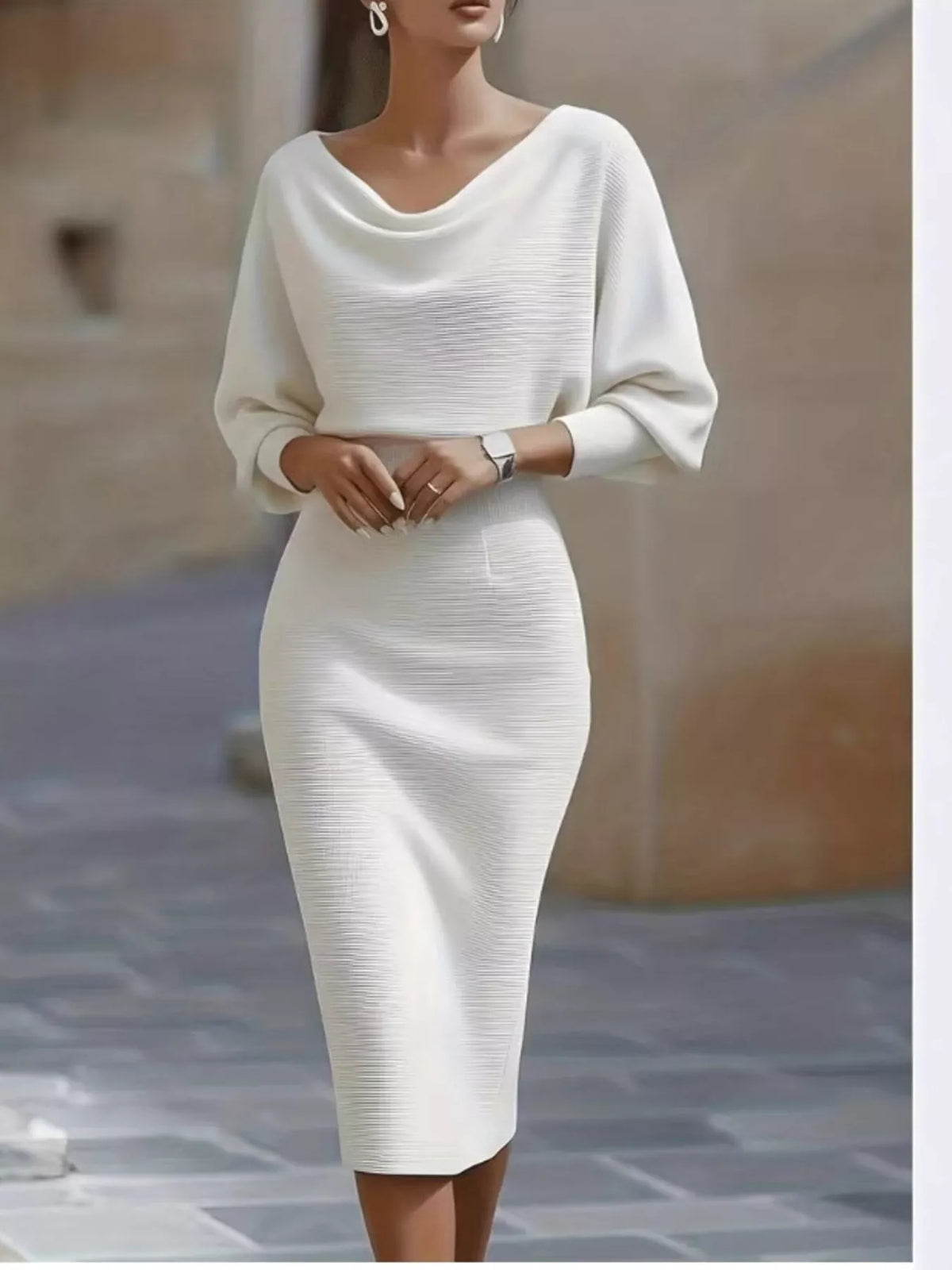 Robe Bodycon Tricot Col Bénitier