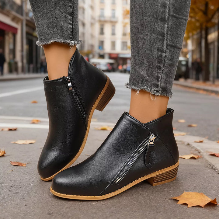 Bottines Zippées Talon Carré