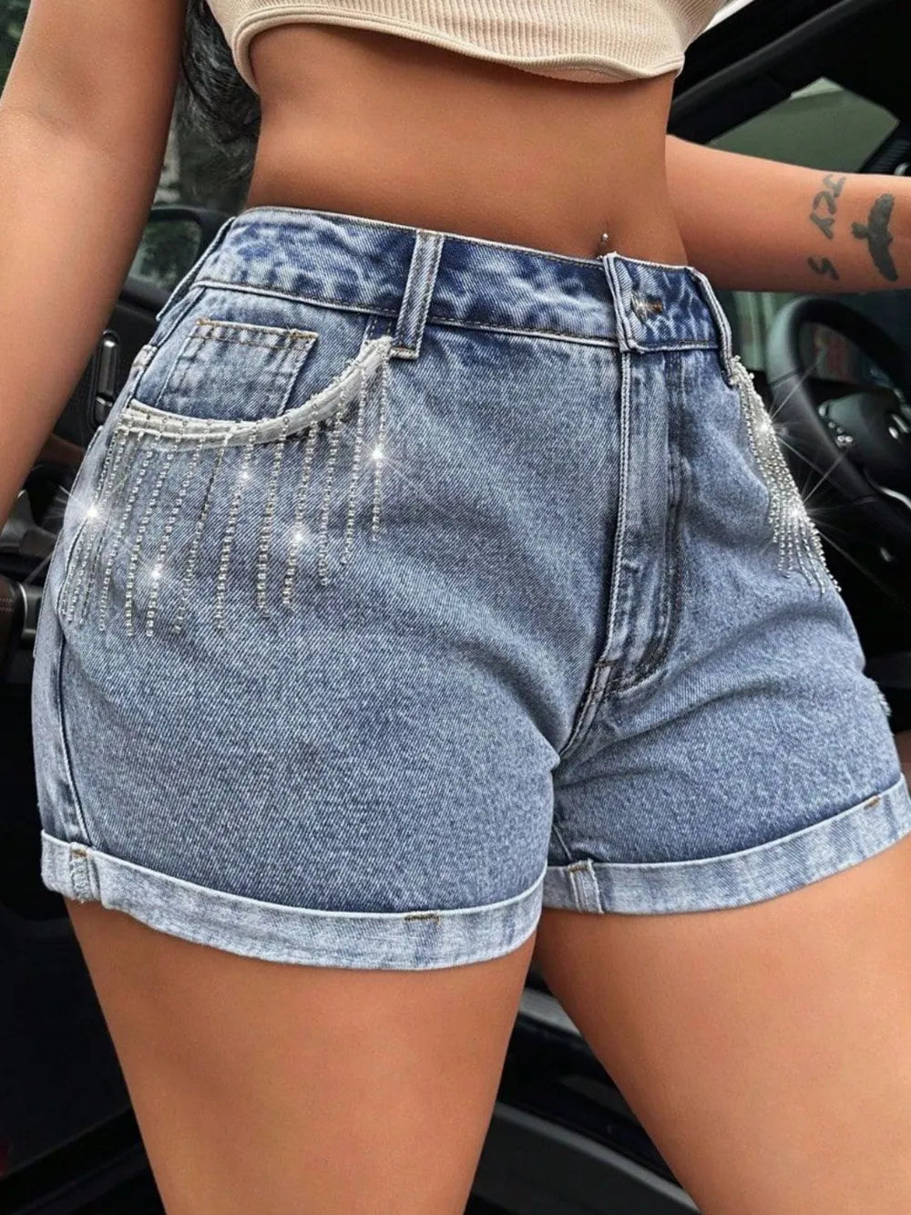 Short en Jean Strass et Franges