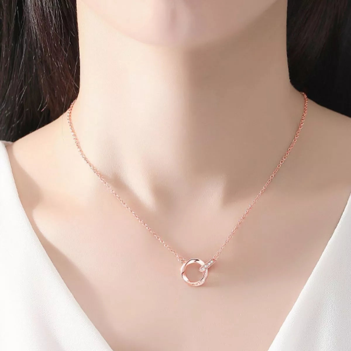 Collier Plaqué Or Rose 18K Argent Sterling 925