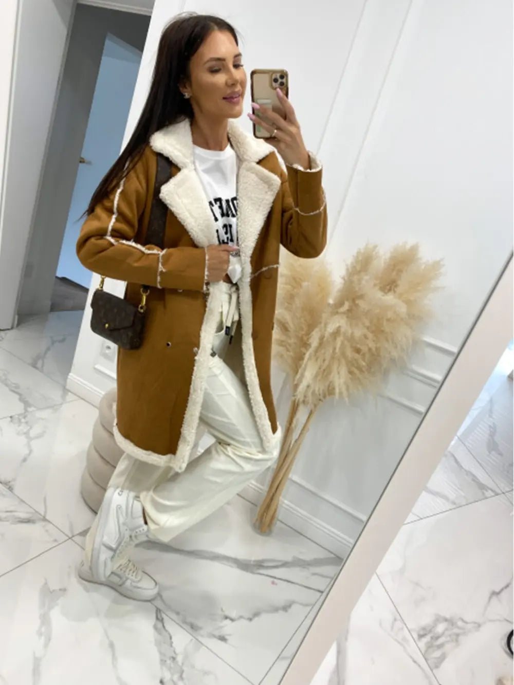 Manteau Col Revers Coutures Apparentes Boutonné