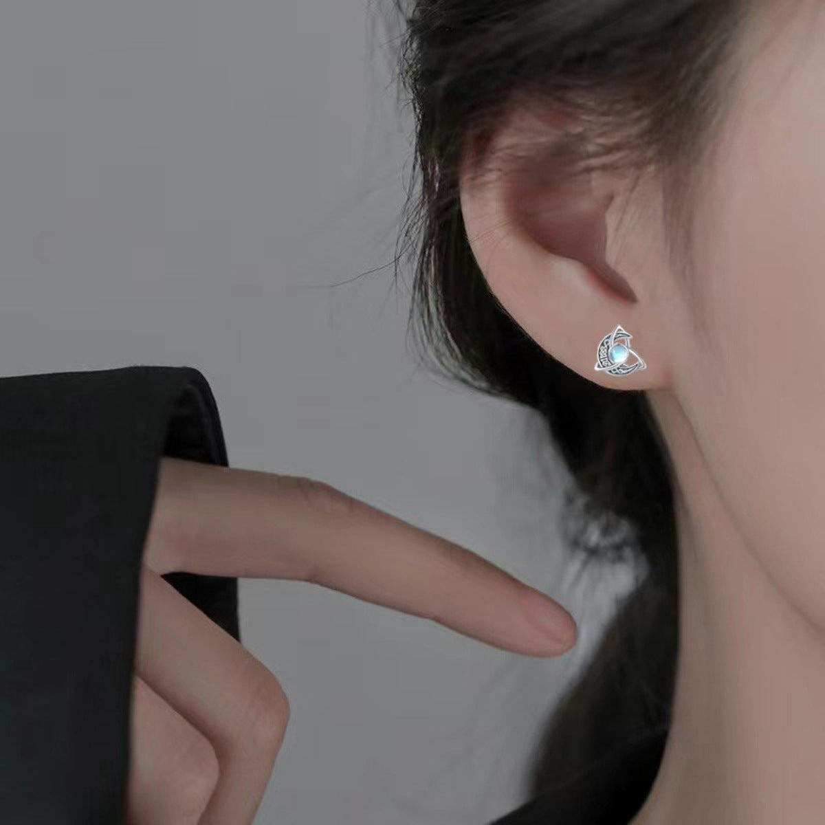 Boucles d'Oreilles Puces Pierre de Lune Argent Sterling 925