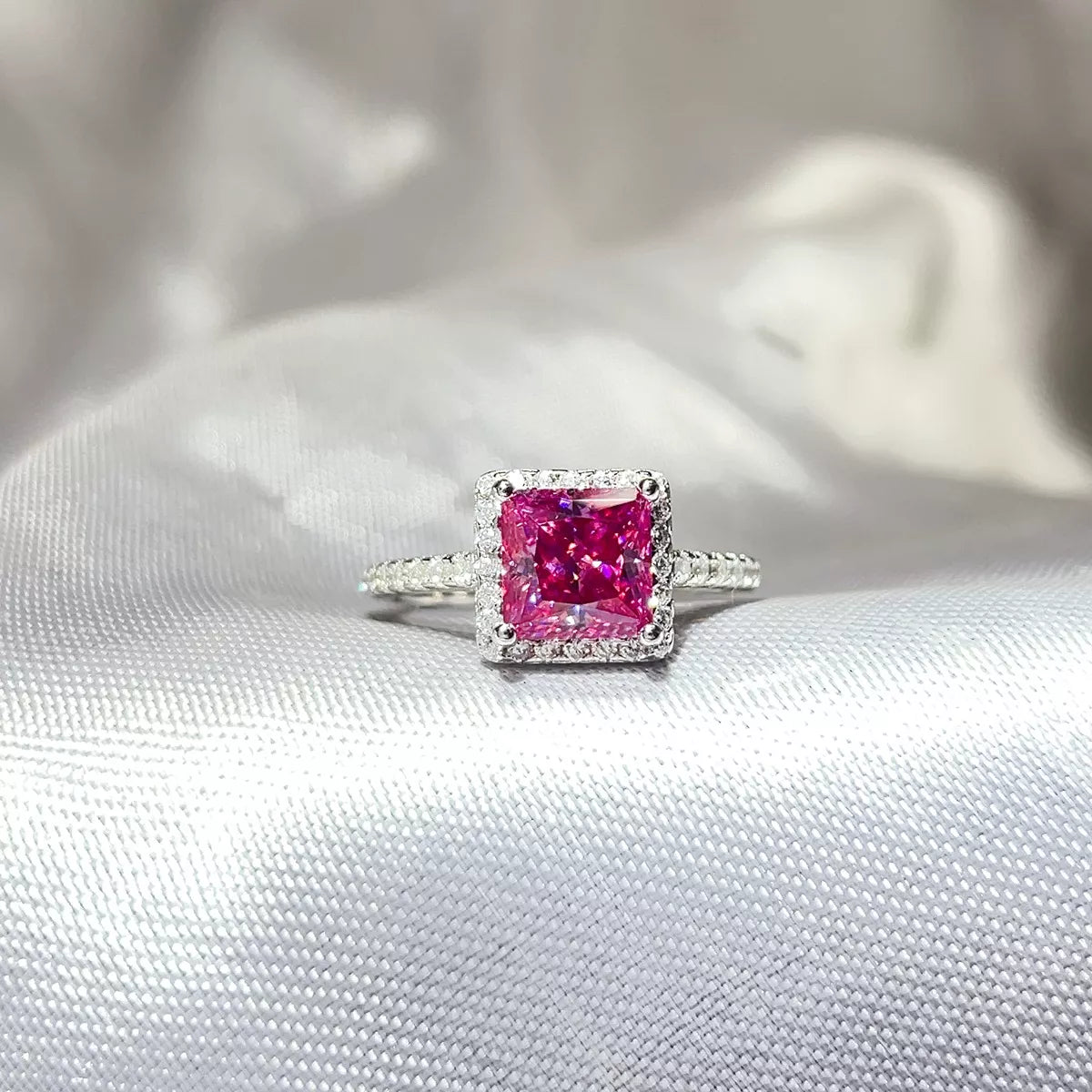 Bague Moissanite 2 Carats Argent Sterling 925 – Princesse Rose