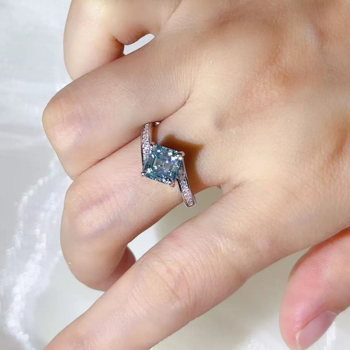 Bague Moissanite 2 Carats Argent Sterling 925 – Losange