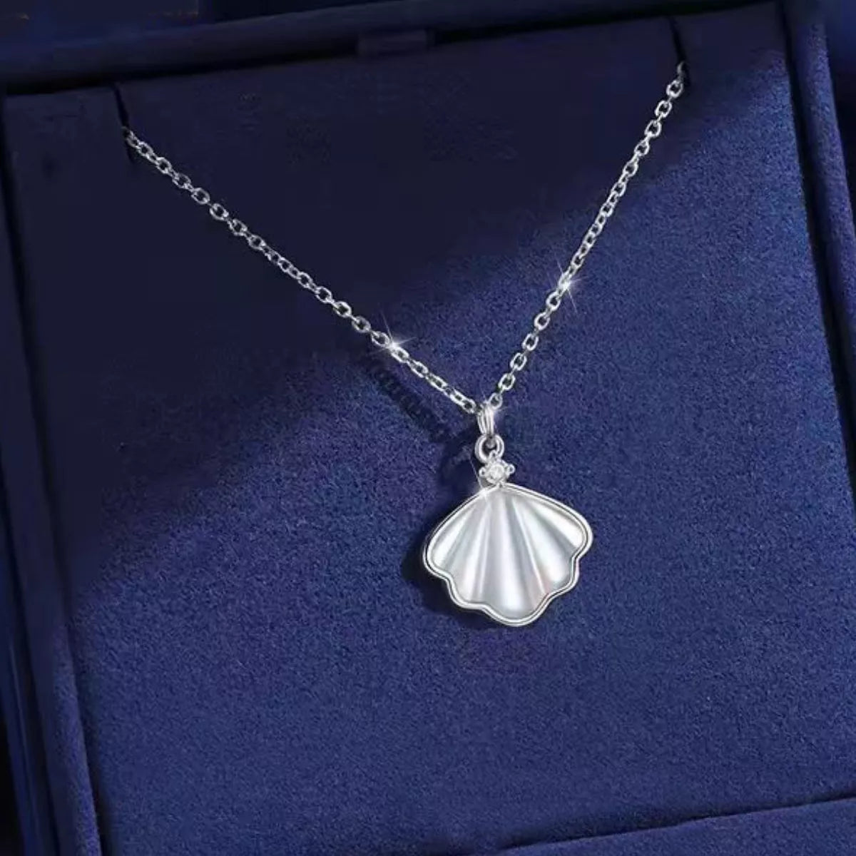 Collier Coquillage Zircon Argent Sterling 925