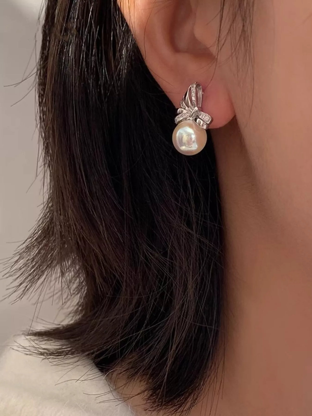 Boucles d'Oreilles Pendantes Nœud Perlé