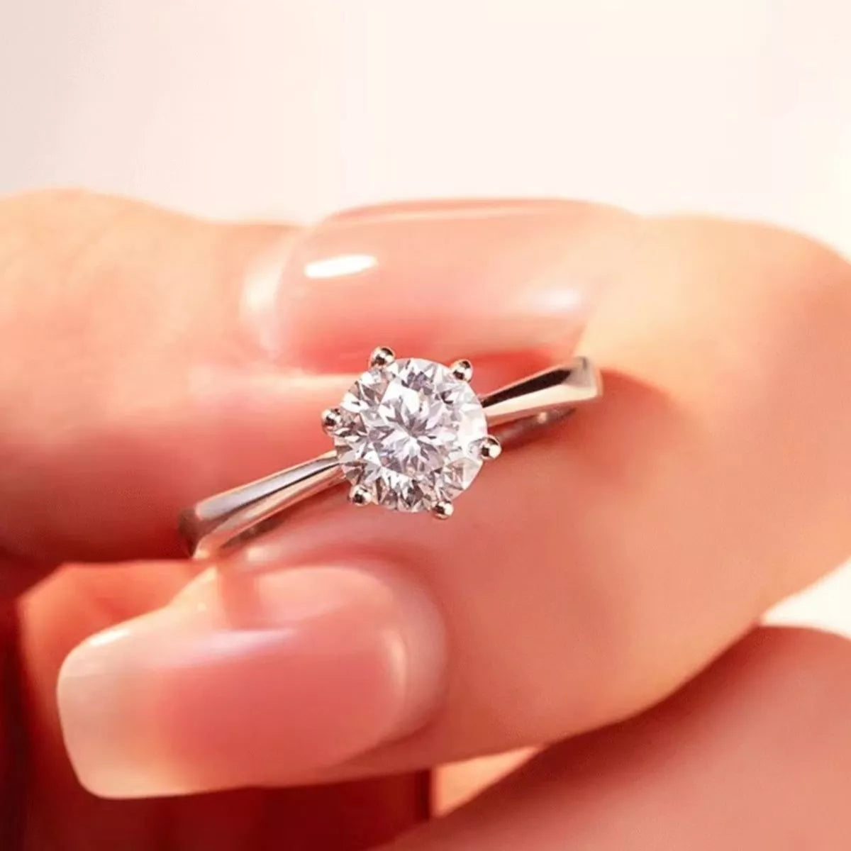 Bague Moissanite 5 Carats Argent Sterling 925 Ajustable