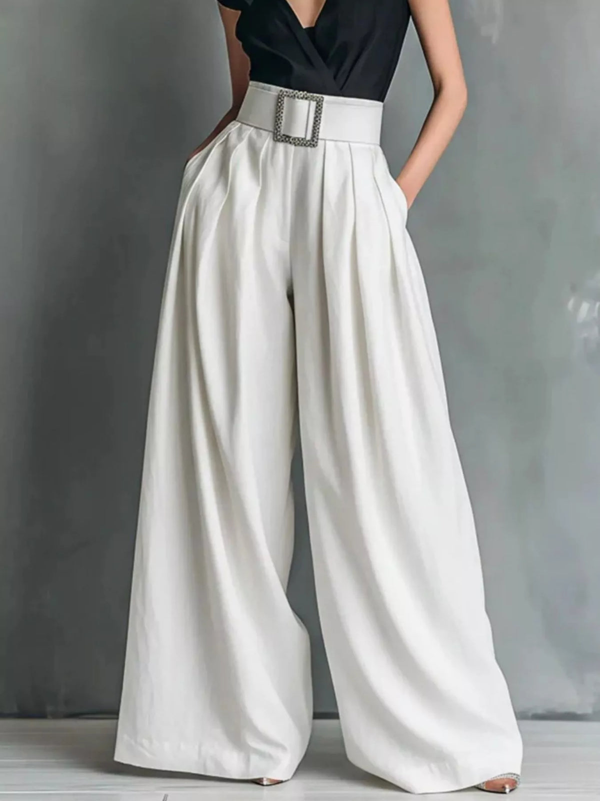 Pantalon Large Taille Haute – Ceinturé