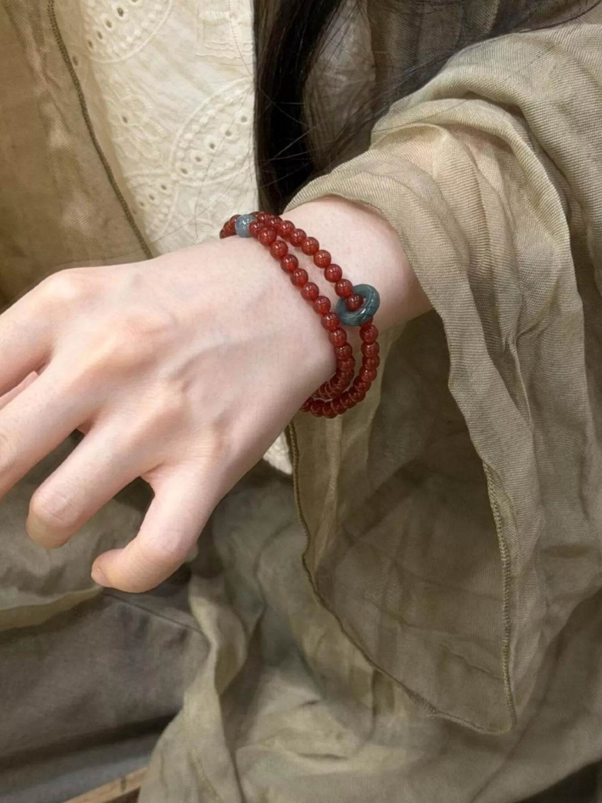 Bracelet Perles d'Agate Double Rang